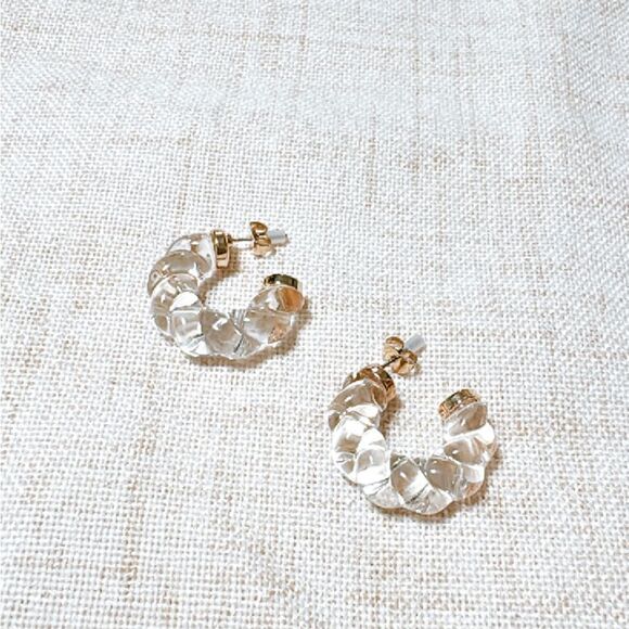 Clear crystal hoop earrings N459 - Picture 2 of 4